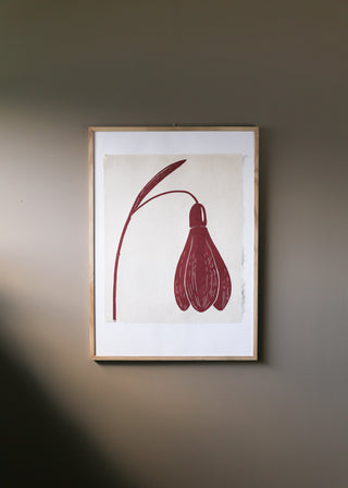 Snowdrop Print in Scarlet and Rust
