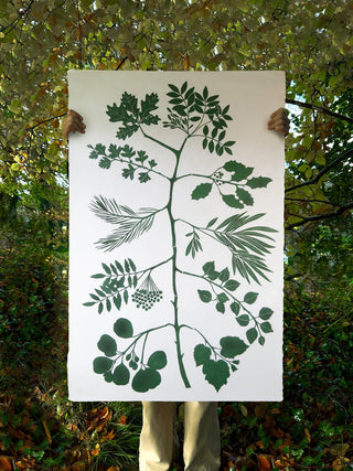 The Tree of Leaves Print in Deep Forest Green